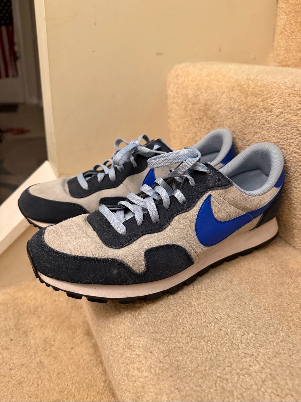 Nike Gray and Blue Retro Suede Runner Sneakers